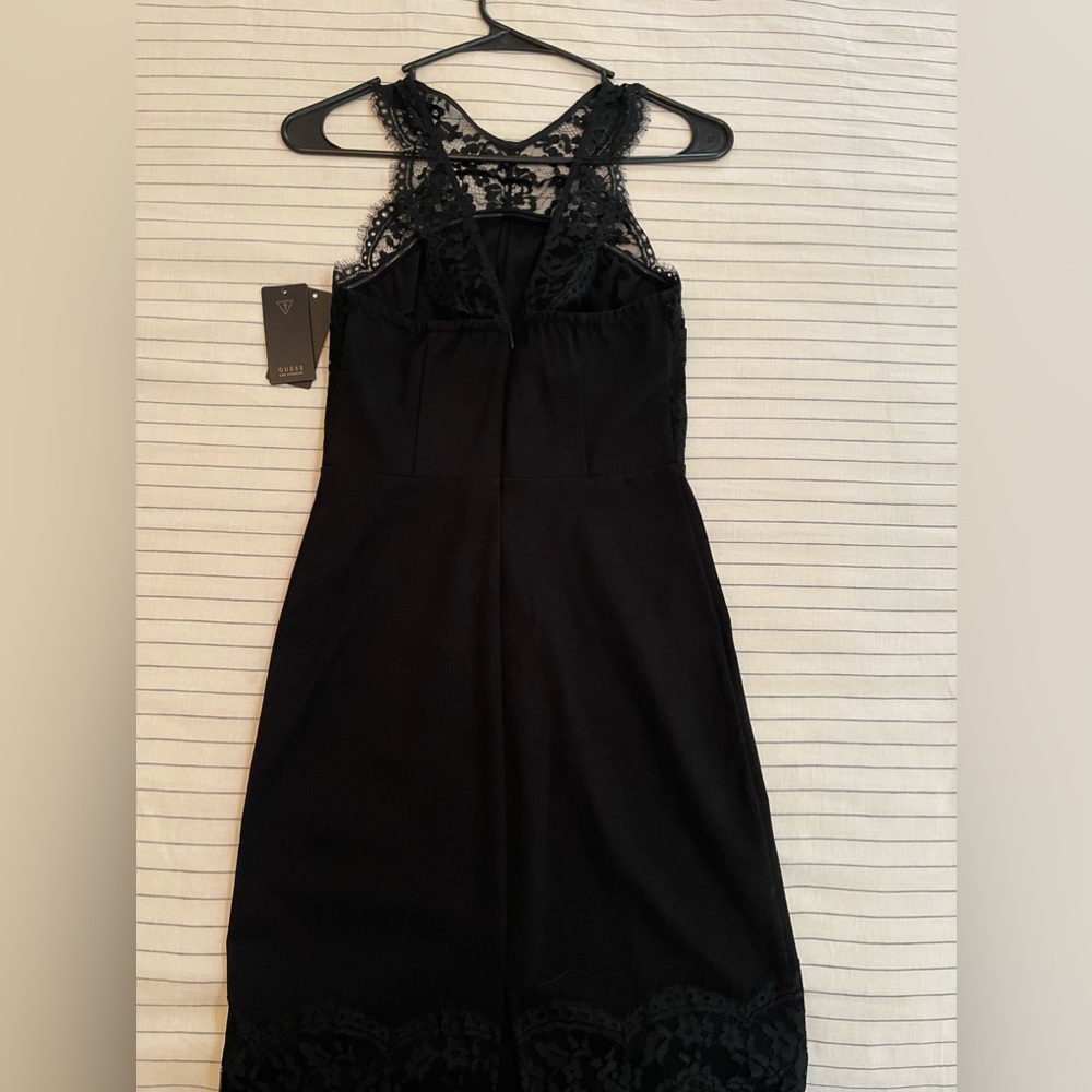 Guess V-back Lace MIDI Dress in Jet Black. Brand new with tags.